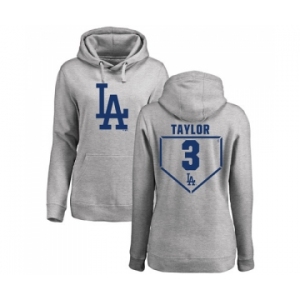 MLB Women's Nike Los Angeles Dodgers #3 Chris Taylor Gray RBI Pullover Hoodie