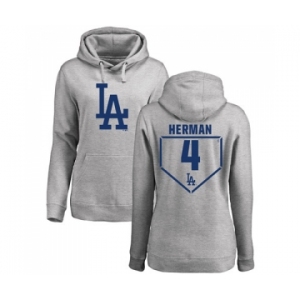 MLB Women's Nike Los Angeles Dodgers #4 Babe Herman Gray RBI Pullover Hoodie