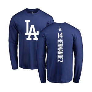 MLB Nike Los Angeles Dodgers #14 Enrique Hernandez Royal Blue Backer Long Sleeve T-Shirt