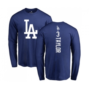 MLB Nike Los Angeles Dodgers #3 Chris Taylor Royal Blue Backer Long Sleeve T-Shirt