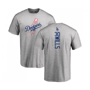 MLB Nike Los Angeles Dodgers #30 Maury Wills Ash Backer T-Shirt