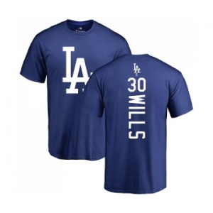 MLB Nike Los Angeles Dodgers #30 Maury Wills Royal Blue Backer T-Shirt