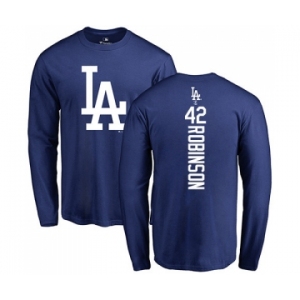 MLB Nike Los Angeles Dodgers #42 Jackie Robinson Royal Blue Backer Long Sleeve T-Shirt