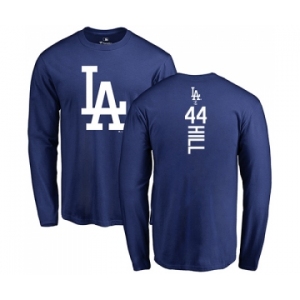 MLB Nike Los Angeles Dodgers #44 Rich Hill Royal Blue Backer Long Sleeve T-Shirt