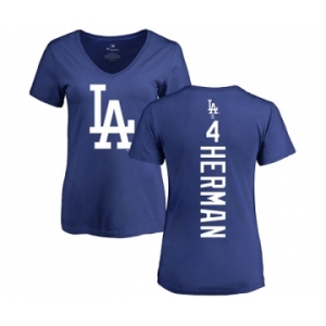 MLB Women's Nike Los Angeles Dodgers #4 Babe Herman Royal Blue Backer T-Shirt