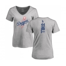 MLB Women's Nike Los Angeles Dodgers #44 Rich Hill Ash Backer T-Shirt