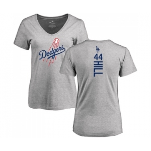 MLB Women's Nike Los Angeles Dodgers #44 Rich Hill Ash Backer T-Shirt
