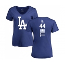 MLB Women's Nike Los Angeles Dodgers #44 Rich Hill Royal Blue Backer T-Shirt