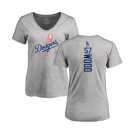 MLB Women's Nike Los Angeles Dodgers #57 Alex Wood Ash Backer T-Shirt