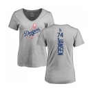 MLB Women's Nike Los Angeles Dodgers #74 Kenley Jansen Ash Backer T-Shirt