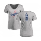 MLB Women's Nike Los Angeles Dodgers #99 Hyun-Jin Ryu Ash Backer T-Shirt