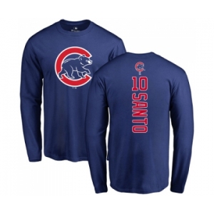 MLB Nike Chicago Cubs #10 Ron Santo Royal Blue Backer Long Sleeve T-Shirt