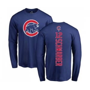 MLB Nike Chicago Cubs #12 Kyle Schwarber Royal Blue Backer Long Sleeve T-Shirt