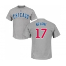 MLB Nike Chicago Cubs #17 Kris Bryant Gray Name & Number T-Shirt