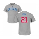 MLB Nike Chicago Cubs #21 Sammy Sosa Gray Name & Number T-Shirt