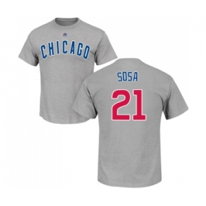 MLB Nike Chicago Cubs #21 Sammy Sosa Gray Name & Number T-Shirt