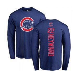 MLB Nike Chicago Cubs #22 Jason Heyward Royal Blue Backer Long Sleeve T-Shirt