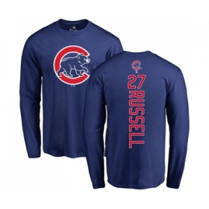 MLB Nike Chicago Cubs #27 Addison Russell Royal Blue Backer Long Sleeve T-Shirt
