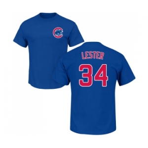 MLB Nike Chicago Cubs #34 Jon Lester Royal Blue Name & Number T-Shirt