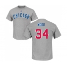 MLB Nike Chicago Cubs #34 Kerry Wood Gray Name & Number T-Shirt