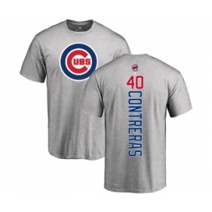 MLB Nike Chicago Cubs #40 Willson Contreras Ash Backer T-Shirt