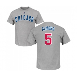 MLB Nike Chicago Cubs #5 Albert Almora Jr Gray Name & Number T-Shirt