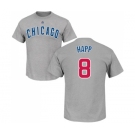 MLB Nike Chicago Cubs #8 Ian Happ Gray Name & Number T-Shirt