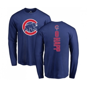 MLB Nike Chicago Cubs #8 Ian Happ Royal Blue Backer Long Sleeve T-Shirt