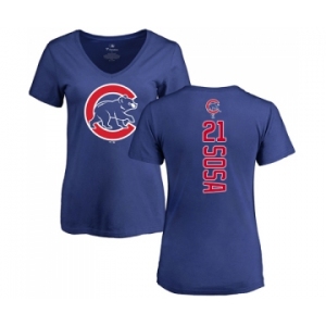 MLB Women's Nike Chicago Cubs #21 Sammy Sosa Royal Blue Backer T-Shirt
