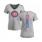 MLB Women's Nike Chicago Cubs #23 Ryne Sandberg Ash Backer T-Shirt