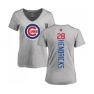 MLB Women's Nike Chicago Cubs #28 Kyle Hendricks Ash Backer T-Shirt