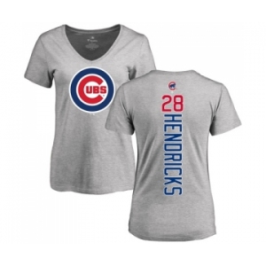 MLB Women's Nike Chicago Cubs #28 Kyle Hendricks Ash Backer T-Shirt