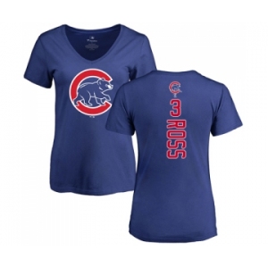 MLB Women's Nike Chicago Cubs #3 David Ross Royal Blue Backer T-Shirt