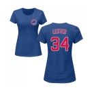 MLB Women's Nike Chicago Cubs #34 Jon Lester Royal Blue Name & Number T-Shirt