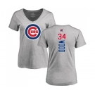 MLB Women's Nike Chicago Cubs #34 Kerry Wood Ash Backer T-Shirt