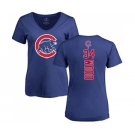 MLB Women's Nike Chicago Cubs #34 Kerry Wood Royal Blue Backer T-Shirt