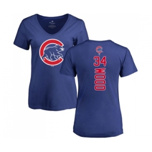 MLB Women's Nike Chicago Cubs #34 Kerry Wood Royal Blue Backer T-Shirt