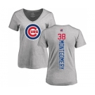 MLB Women's Nike Chicago Cubs #38 Mike Montgomery Ash Backer T-Shirt