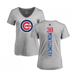 MLB Women's Nike Chicago Cubs #38 Mike Montgomery Ash Backer T-Shirt