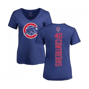 MLB Women's Nike Chicago Cubs #40 Willson Contreras Royal Blue Backer T-Shirt