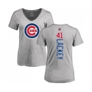 MLB Women's Nike Chicago Cubs #41 John Lackey Ash Backer T-Shirt