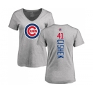 MLB Women's Nike Chicago Cubs #41 Steve Cishek Ash Backer T-Shirt