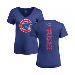 MLB Women's Nike Chicago Cubs #41 Steve Cishek Royal Blue Backer T-Shirt