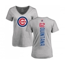 MLB Women's Nike Chicago Cubs #62 Jose Quintana Ash Backer T-Shirt