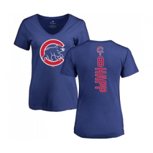 MLB Women's Nike Chicago Cubs #8 Ian Happ Royal Blue Backer T-Shirt