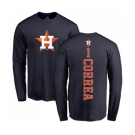 MLB Nike Houston Astros #1 Carlos Correa Navy Blue Backer Long Sleeve T-Shirt