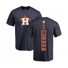 MLB Nike Houston Astros #1 Carlos Correa Navy Blue Backer T-Shirt