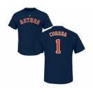 MLB Nike Houston Astros #1 Carlos Correa Navy Blue Name & Number T-Shirt