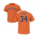 MLB Nike Houston Astros #34 Nolan Ryan Orange Name & Number T-Shirt