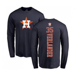 MLB Nike Houston Astros #35 Justin Verlander Navy Blue Backer Long Sleeve T-Shirt